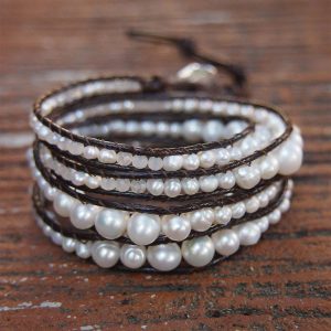 White pearl wrap bracelet